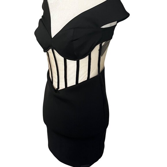 RTA Evie Mini Dress in Black Small New Womens Corset Boned Sheer Party - Picture 5 of 14